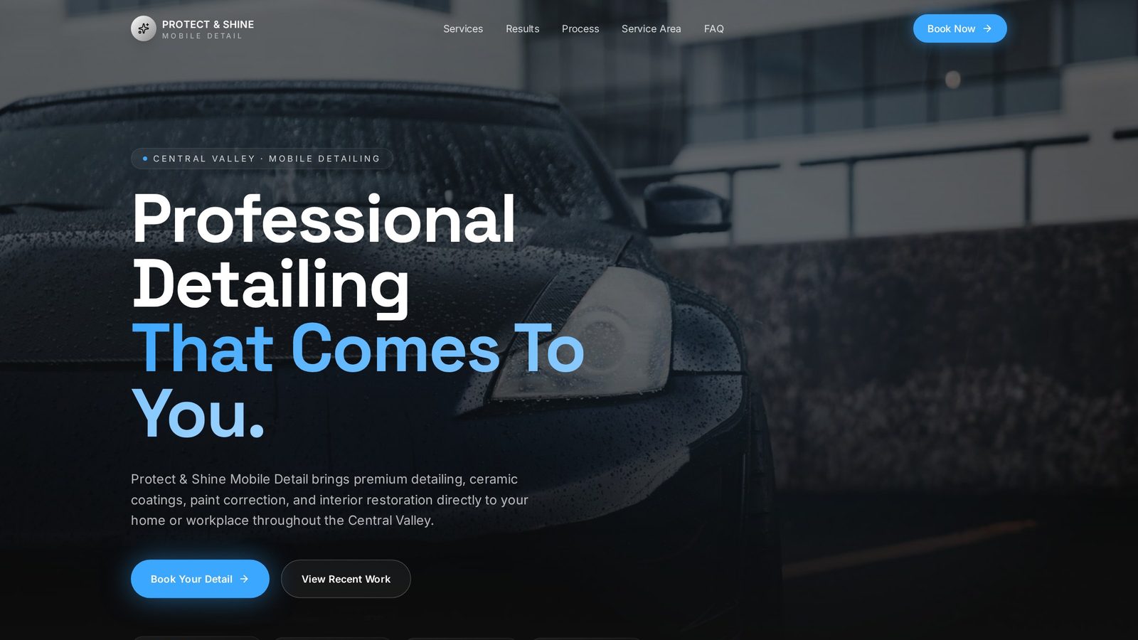 Protect & Shine Mobile Detail — website concept preview